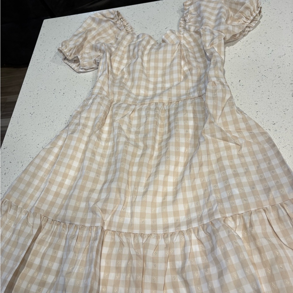 Lily Rose Tan Checkered Juniors Dress